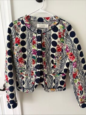 Anthropologie Isani Quilted Floral Polka Dot Crop Jacket